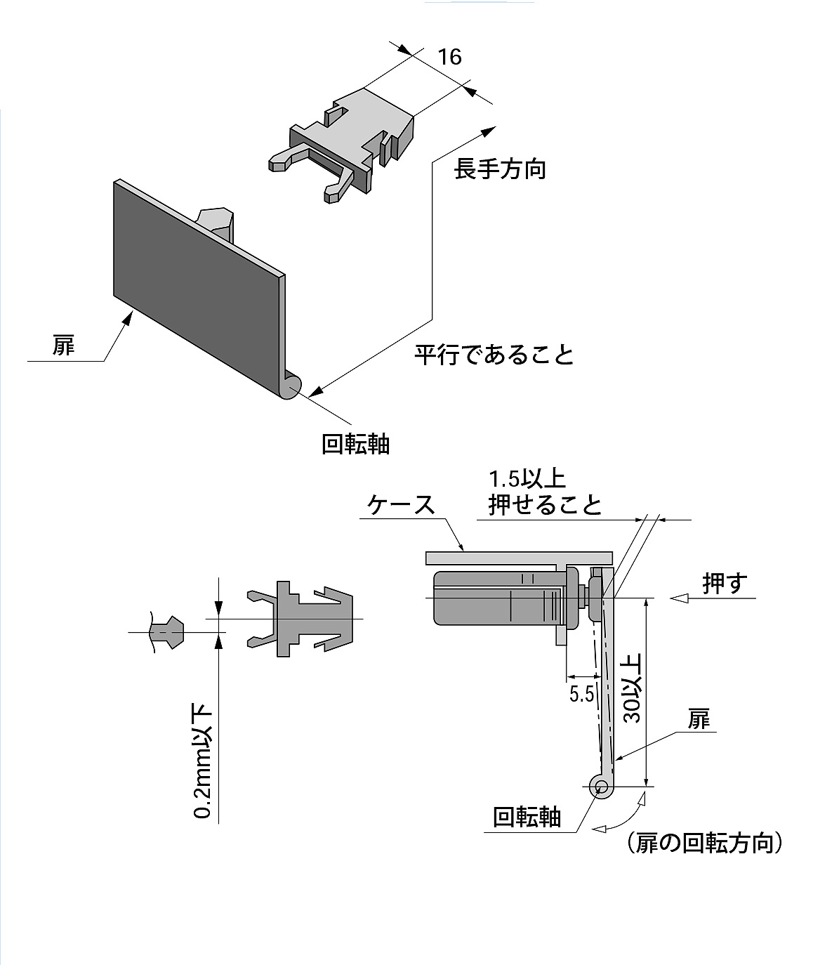 プッシュラッチ　ノーマグネットタイプ(M)